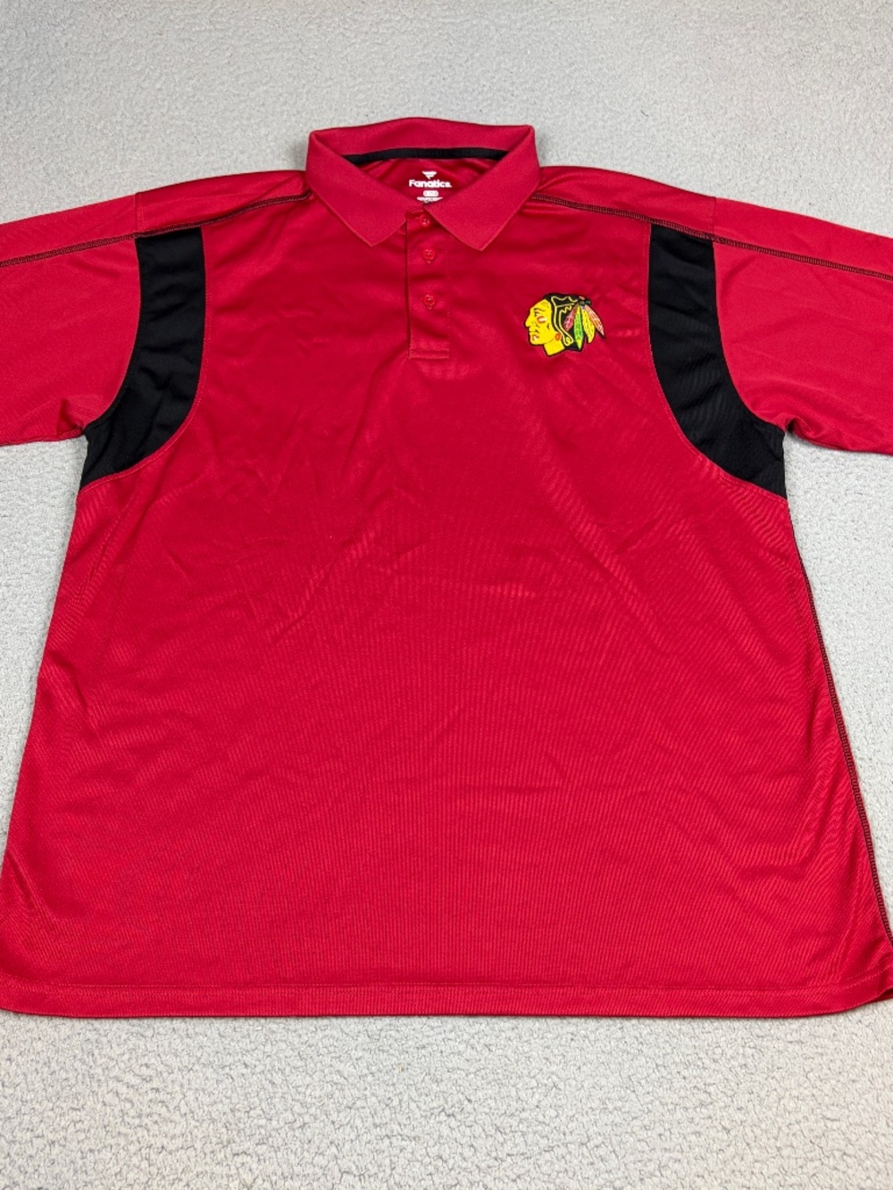 Chicago Blackhawks Polo Mens XLT Tall Red Fanatics Hockey NHL Sports Buttons